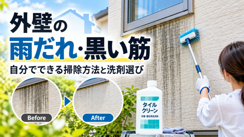 外壁の雨だれ・黒い筋が落ちないときは？自分でできる掃除方法と洗剤選び