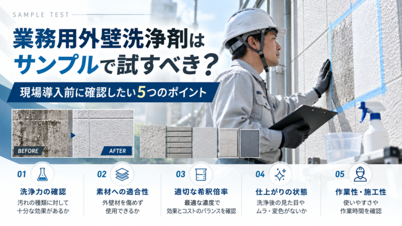 業務用外壁洗浄剤はサンプルで試すべき？現場導入前に確認したい5つのポイント