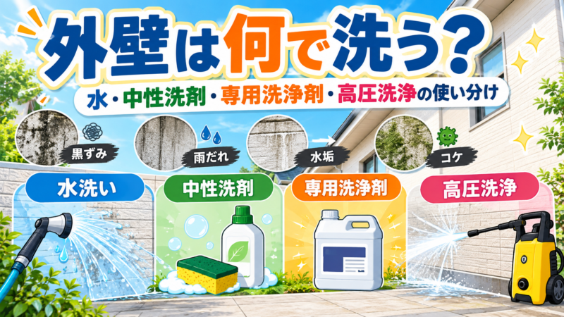 外壁は何で洗う？水・中性洗剤・専用洗浄剤・高圧洗浄の使い分け