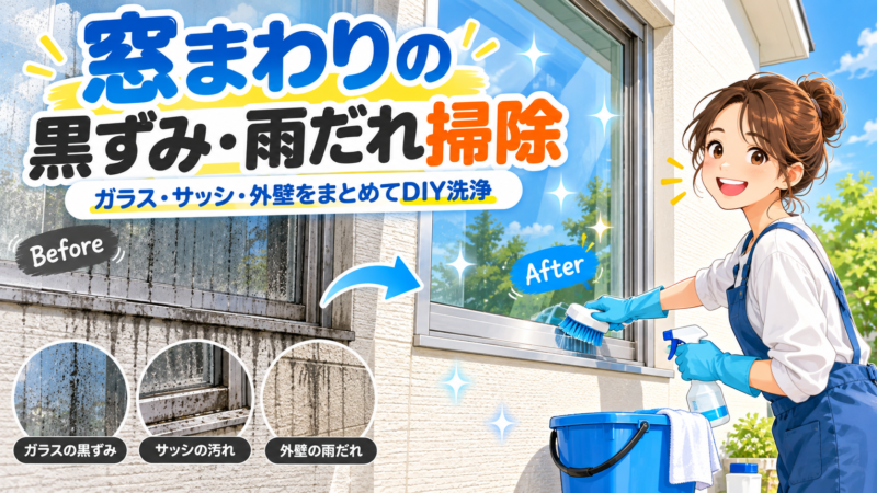 窓まわりの黒ずみ・雨だれをまとめて掃除｜ガラス・サッシ・外壁のDIY洗浄