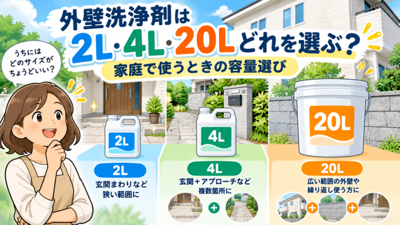 外壁洗浄剤は2L・4L・20Lどれを選ぶ？家庭で使うときの容量選びを解説