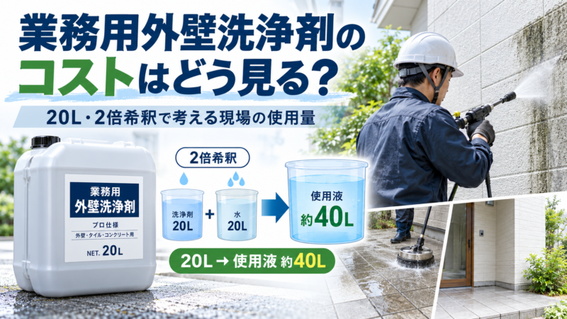 業務用外壁洗浄剤のコストはどう見る？20L・2倍希釈で考える現場の使用量